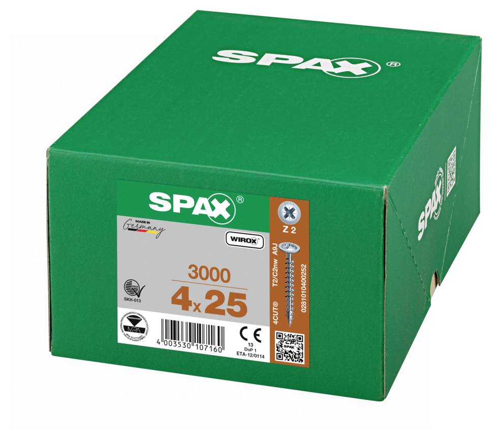 SPAX 0281010400252 Vis pour parois arrières 4 mm 25 mm cruciforme Pozidriv acier 3000 pc(s)-6