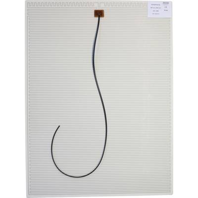 Tapis chauffant électrique rectangulaire avec un câble d'alimentation noir attaché en haut et enroulé sur la surface.