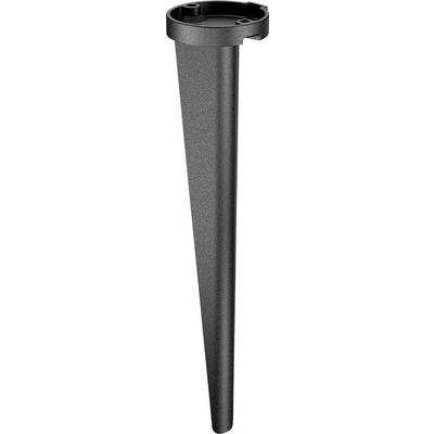 Piquet de sol conique en plastique noir avec un large support circulaire plat pour maintenir un objet verticalement dans le sol
