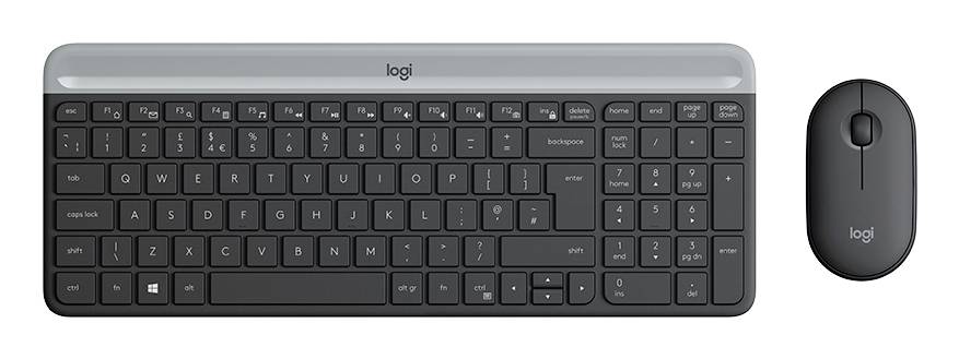 Logitech Slim Combo M sans fil Kit souris + clavier avec clavier numérique belge, AZERTY graphite