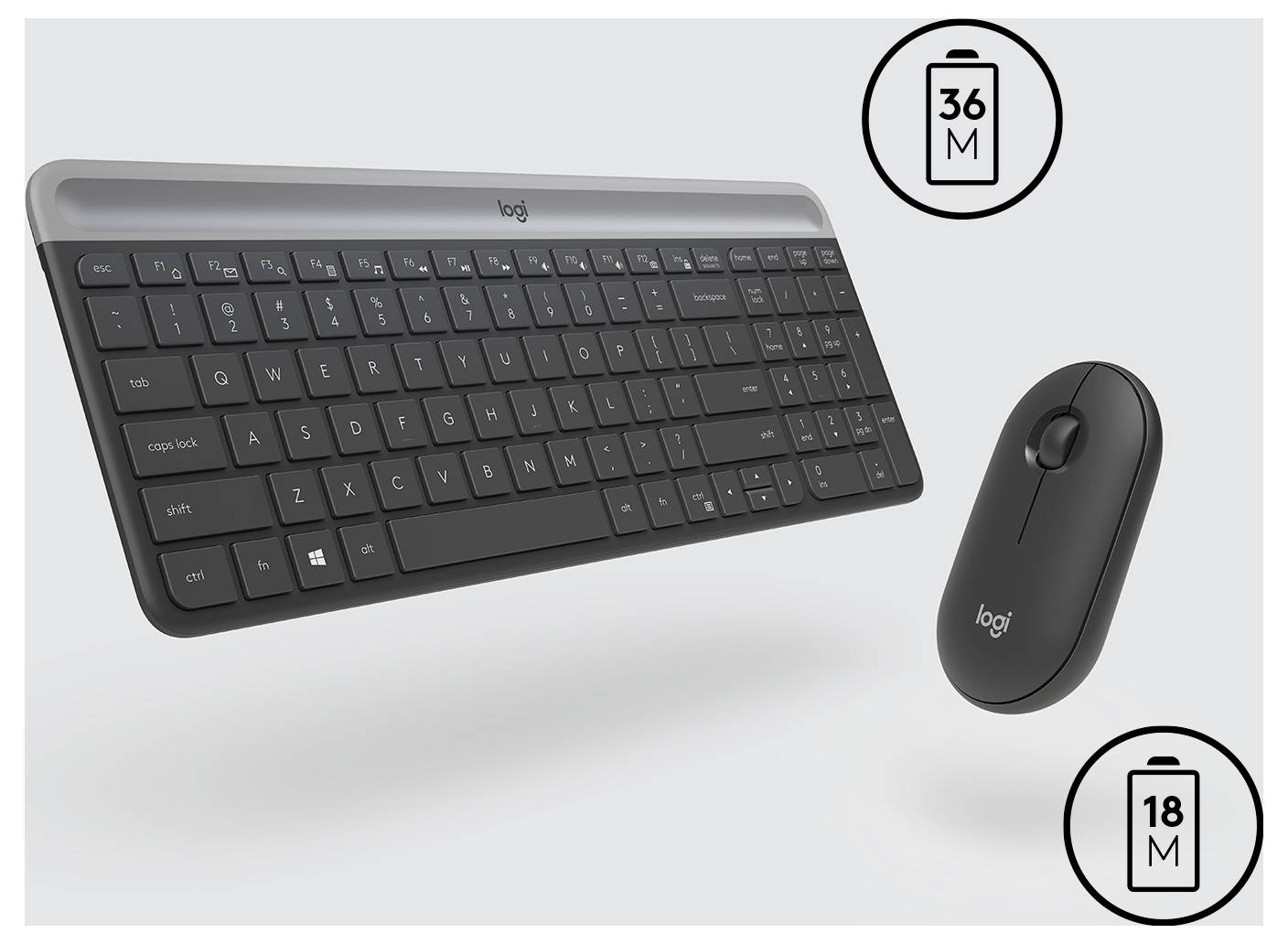 Logitech Slim Combo M sans fil Kit souris + clavier anglais US, QWERTY graphite-4
