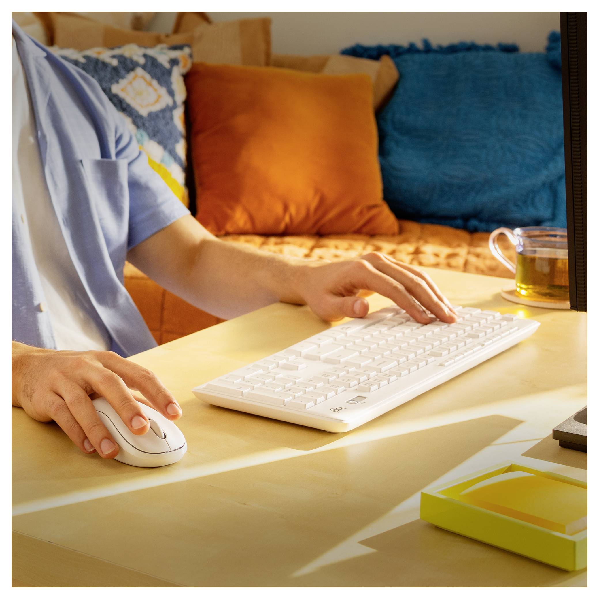 Logitech MK295 sans fil Kit souris + clavier anglais US, QWERTY blanc-1