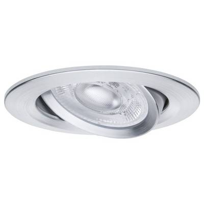 Projecteur de plafond encastré rond argenté ajustable avec lentille de bulbe transparent.