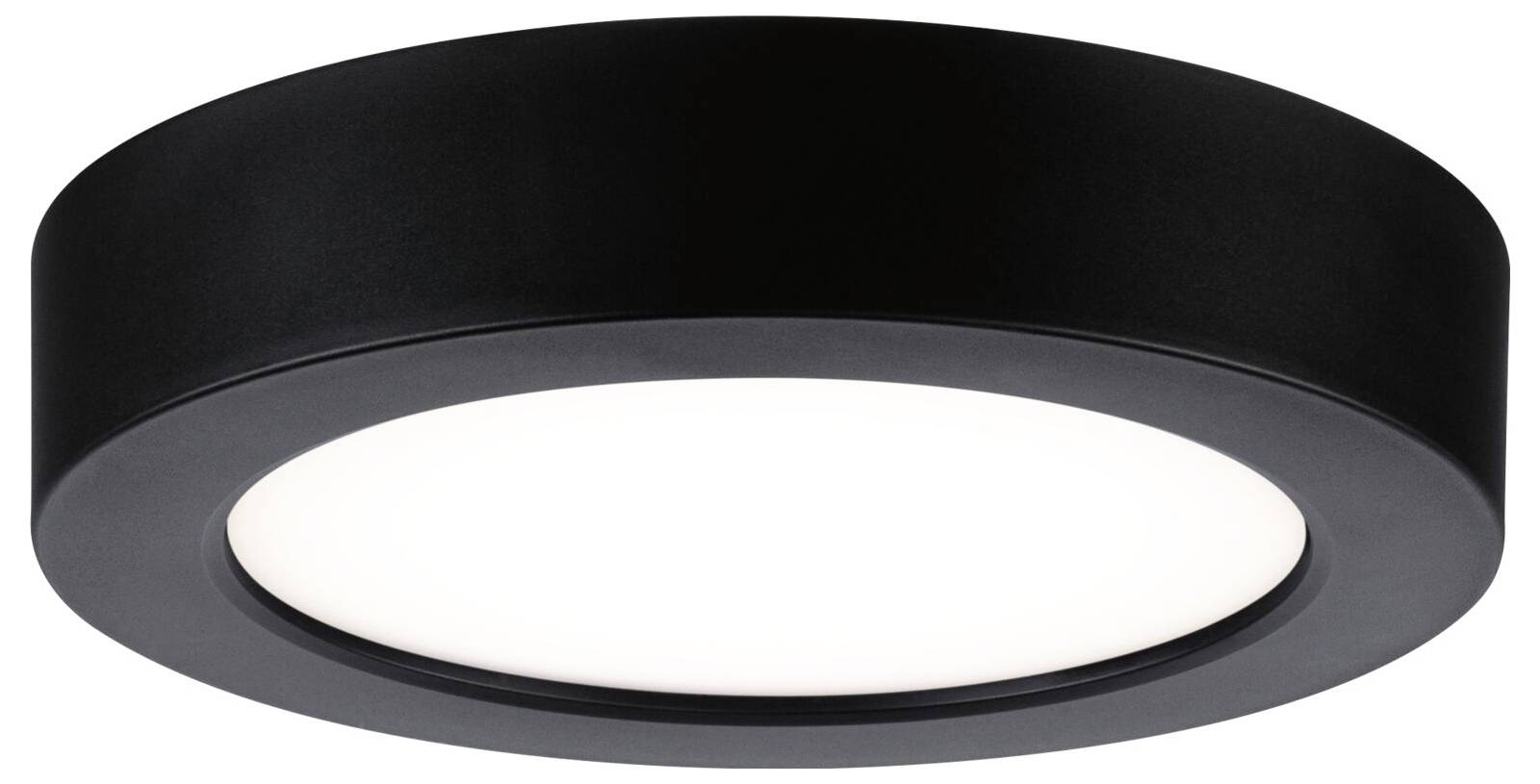 Luminaire de plafond encastré rond noir avec panneau diffusant blanc au centre