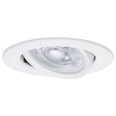 Projecteur de plafond encastré avec une finition blanche et une lampe transparente ajustable, présenté sur un fond blanc.