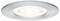 Luminaire de plafond encastré rond avec garniture argentée et diffuseur givré, montré illuminé sur fond blanc.