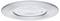 Un luminaire de plafond encastré rond avec un cadre en argent brossé et une lentille centrale transparente.
