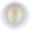 Luminaire LED blanc rond avec anneau extérieur dépoli et lentille centrale texturée, montré de dessus sur un fond uni.