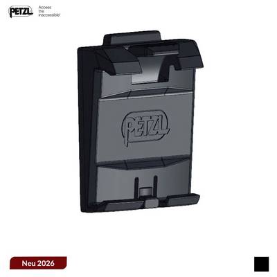 Système de montage ou étui pour accessoires Petzl noir et gris présenté en vue produit, étiqueté « Neu 2026 » en bas à gauche.