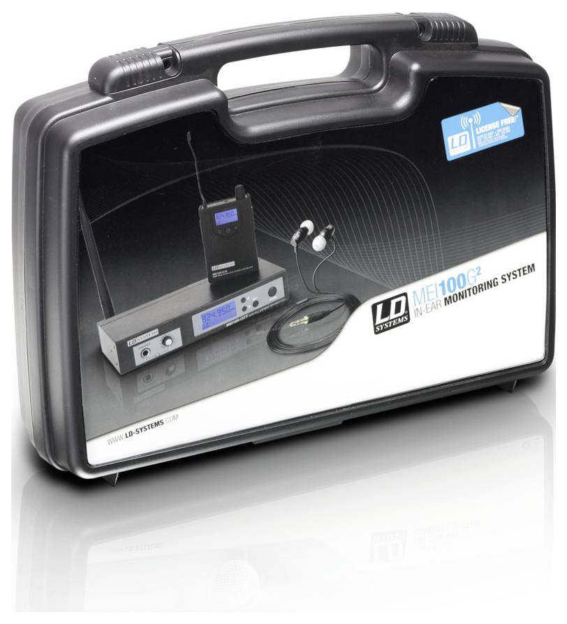 Kit de système de surveillance auditive portable dans une mallette de transport noire avec unité réceptrice, casque audio et câbles étiquetés « ME100C2 ».