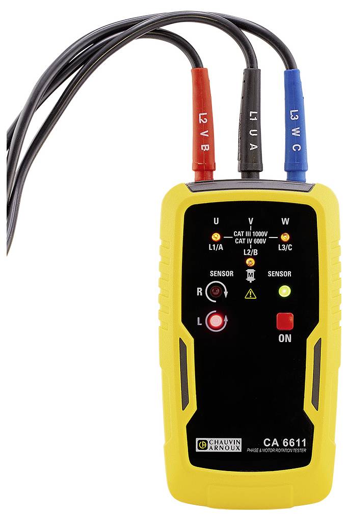 Testeur de phase et de champ tournant Chauvin Arnoux CA 6611 CAT III 1000 V, CAT IV 600 V LED-1