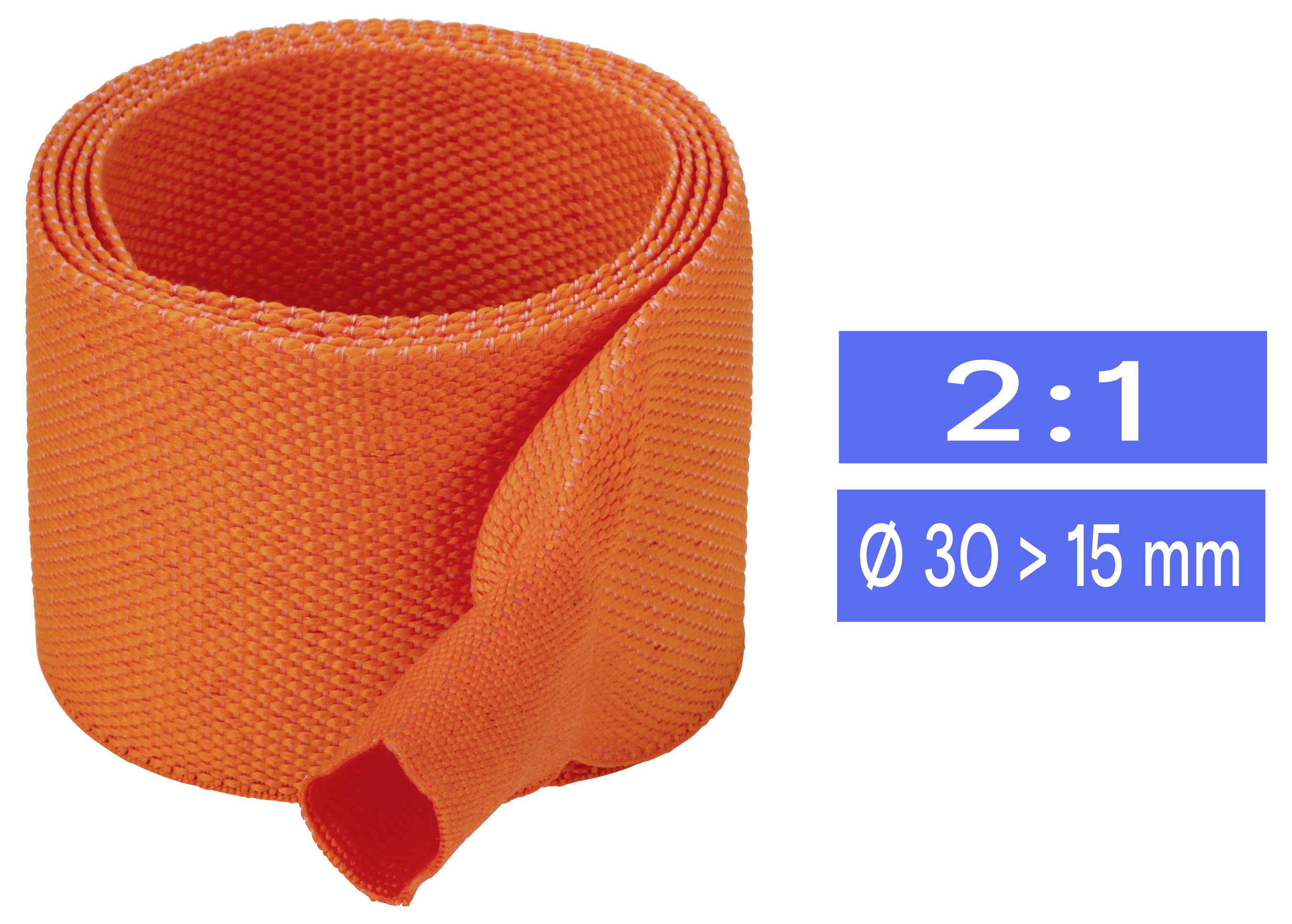TRU COMPONENTS TC-14976148 Gaine thermorétractable en tissu orange 30 mm 15 mm Taux de retreint:2:1 Marchandise vendue a-0