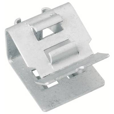 Agrafe de ressort en métal avec un collier courbe et une base de montage plate sur fond blanc.