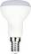 Une ampoule LED blanche avec un sommet arrondi large et une base à vis, présentée sur un fond uni.
