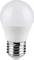 Ampoule LED blanche avec un dôme dépoli et une base de vis argentée sur un fond uni.