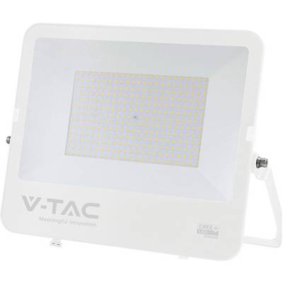 Projecteur LED V-TAC blanc avec panneau lumineux rectangulaire et support de montage, montré de face sur un fond neutre.
