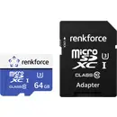 Renkforce RFmSD64 Carte microSDXC 64 GB A1 Application Performance Class, v30 Video Speed Class avec adaptateur SD, Stan