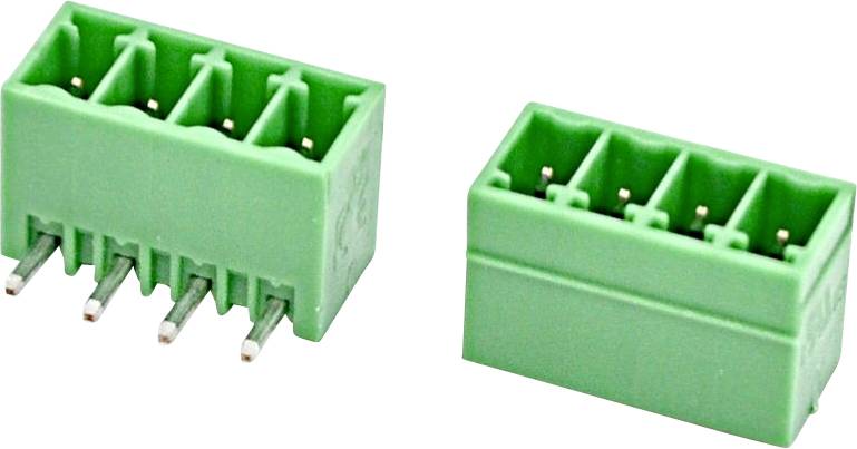 Deux connecteurs de bloc de bornes à vis 3 broches de couleur verte présentés sur un fond blanc.
