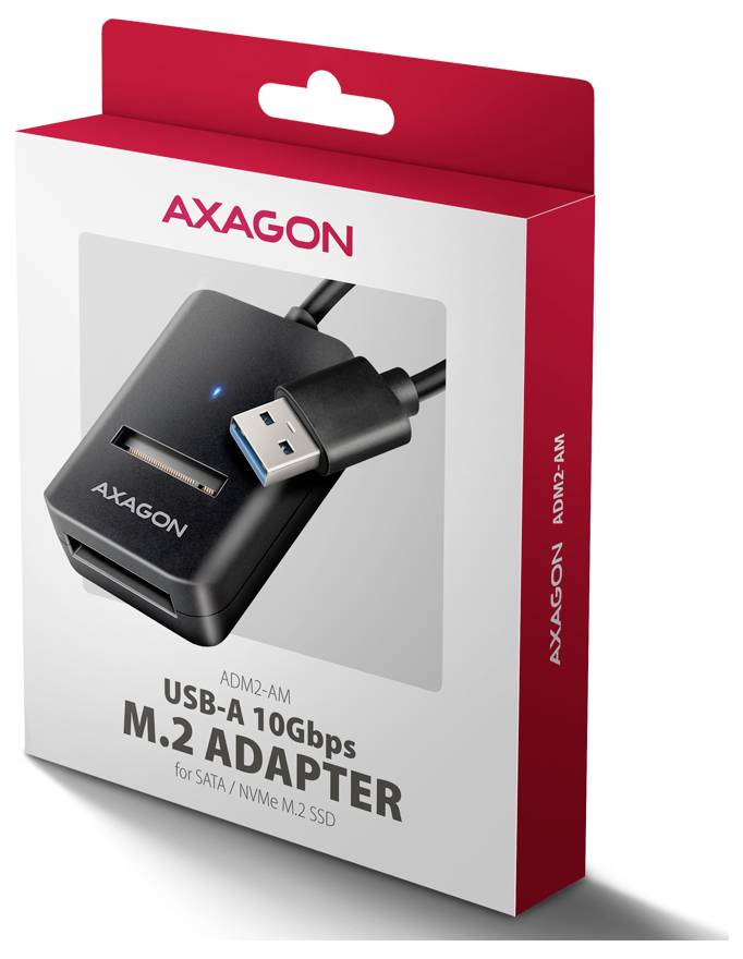 AXAGON ADM2-AM USB 3.1 (2è gén.) M.2 1 port Adaptateur SSD M.2-6