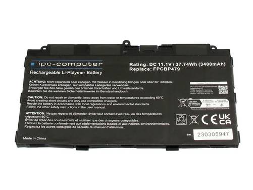 ipc-computer Batterie d'ordinateur portable Akku CP785375-XX REPLACE 11.10 V 3400 mAh IPC-Computer