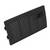Couvre-ventilation rectangulaire noir perforé avec un petit curseur coulissant intégré sur le côté droit.