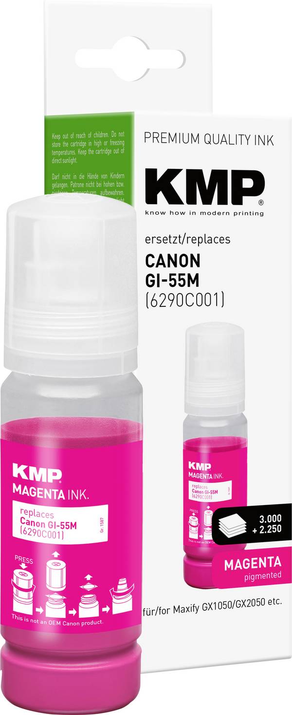 KMP Encre de recharge remplace Canon GI55M (6290C001) compatible  magenta 70 ml 1587,5006 1587,5006