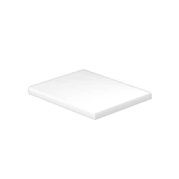 Une plateforme ou un carrelage blanc rectangulaire vide vu en perspective sur un fond blanc.