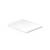 Une plateforme ou un carrelage blanc rectangulaire vide vu en perspective sur un fond blanc.