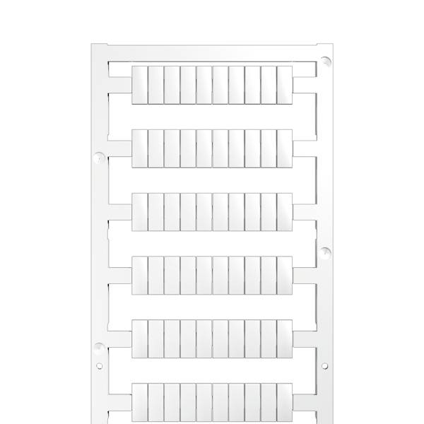 Grille rectangulaire blanche composée de lames verticales régulièrement espacées, ressemblant à un évent ou un panneau architectural.