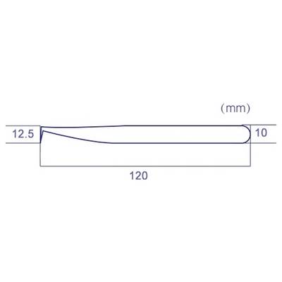 Dessin technique d'une fente horizontale : 120 mm de long et 12,5 mm de hauteur, avec une dimension de 10 mm à l'extrémité droite.