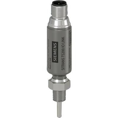 Photo d'une sonde de capteur de température Siemens SITRANS TS200 IO-Link avec connecteur métallique fileté et corps cylindrique.