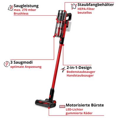 Aspirateur sans fil 2-en-1 avec aspirateur traîneau et aspirateur à main, bac à poussière HEPA, 3 modes d'aspiration, brosse motorisée et lumières LED.
