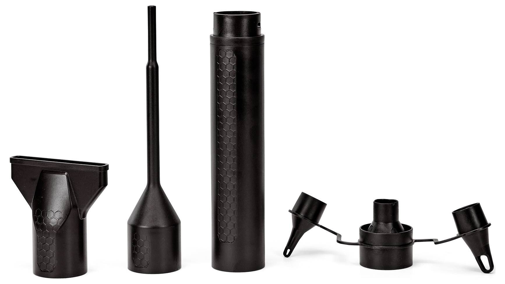 Graphique promotionnel pour un souffleur de feuilles sans fil, montrant l'outil et la batterie entourés d'autres produits de la famille « Power X-Change ».
