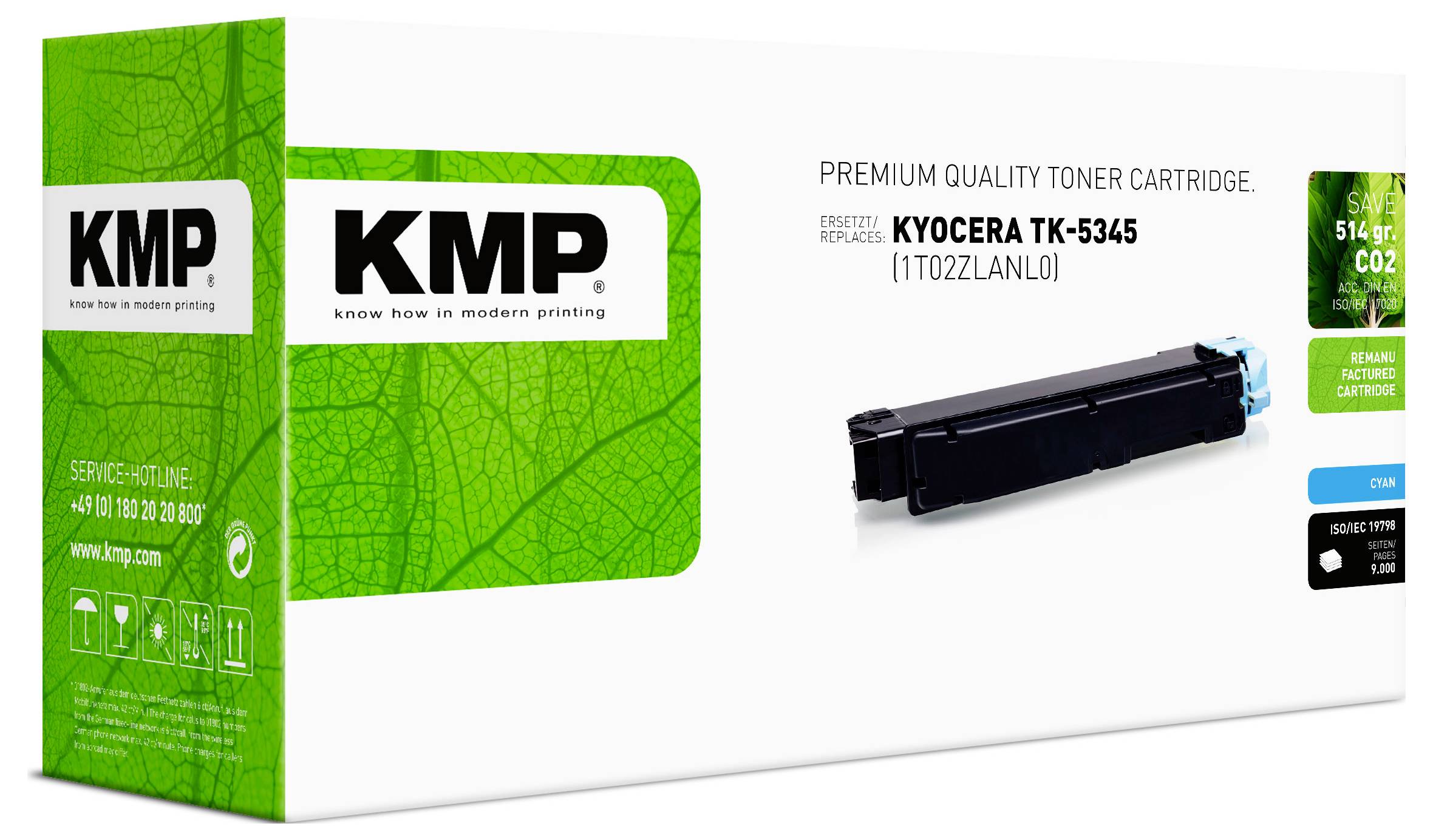 KMP Toner remplace Kyocera TK5345C (1T02ZLCNL0) compatible cyan 9000 pages 2932,0003 2932,0003-2