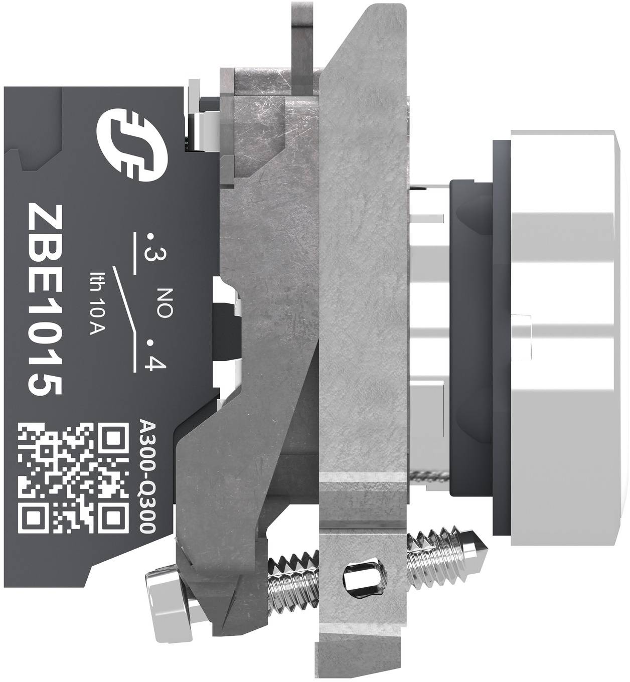 Schneider Electric XB4BA115 Bouton poussoir, Harmony XB4, métal, 22 mm, blanc, Sans inscription, palpage, 1S, push-in Bo-1