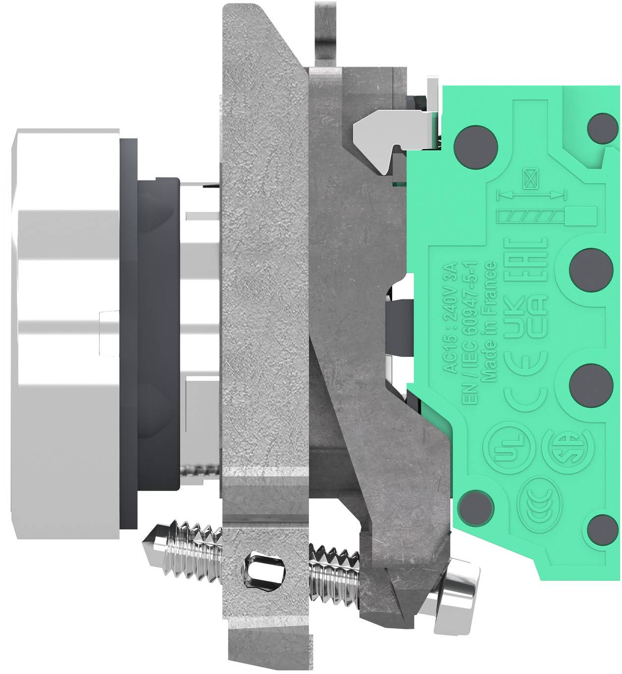 Schneider Electric XB4BA115 Bouton poussoir, Harmony XB4, métal, 22 mm, blanc, Sans inscription, palpage, 1S, push-in Bo-3