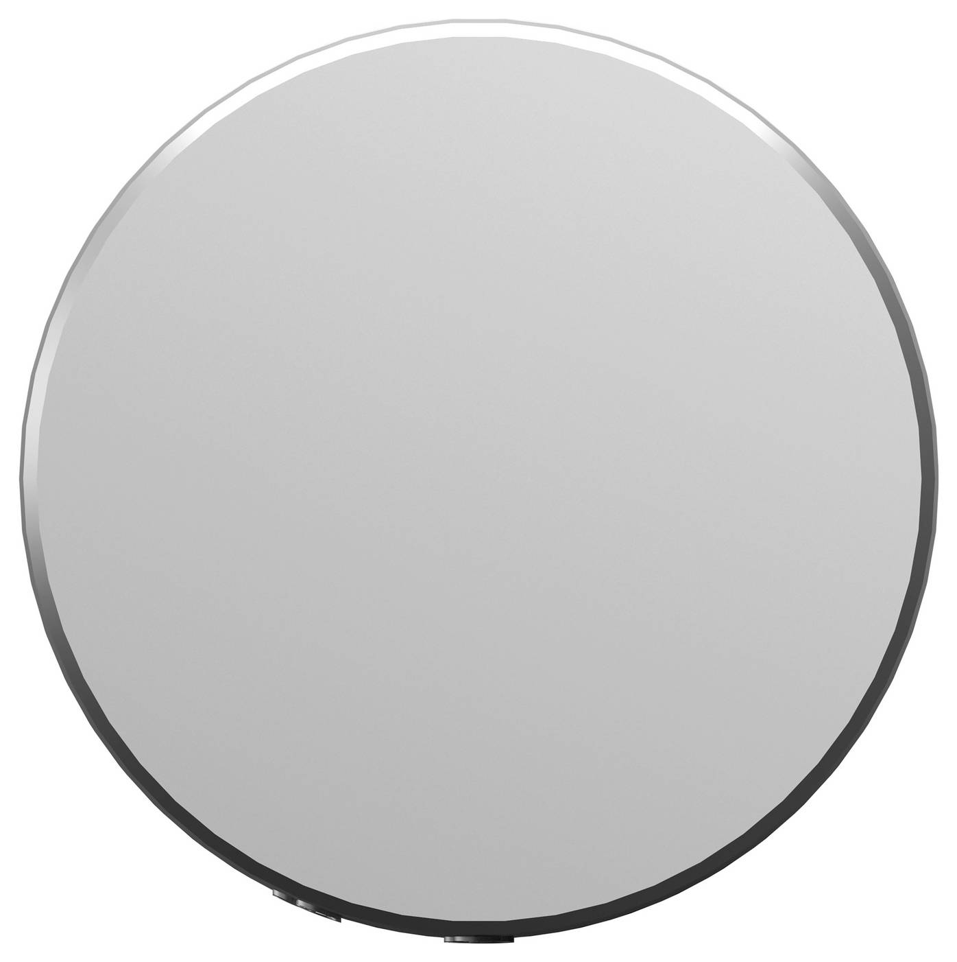 Antenne parabolique circulaire grise unie vue de face sur un fond blanc.