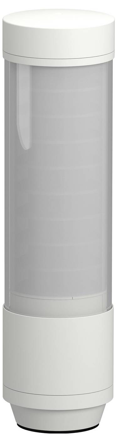 Applique murale cylindrique blanche de grande hauteur avec diffuseur en verre dépoli et capuchons arrondis en haut et en bas, présentée sur un fond neutre.