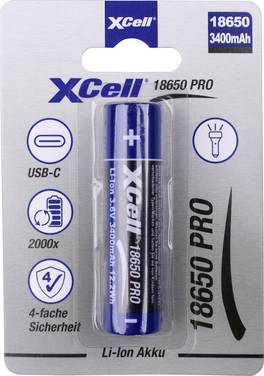 XCell  Pile rechargeable spéciale 18650  Li-Ion 3.7 V 3400 1 pc(s)