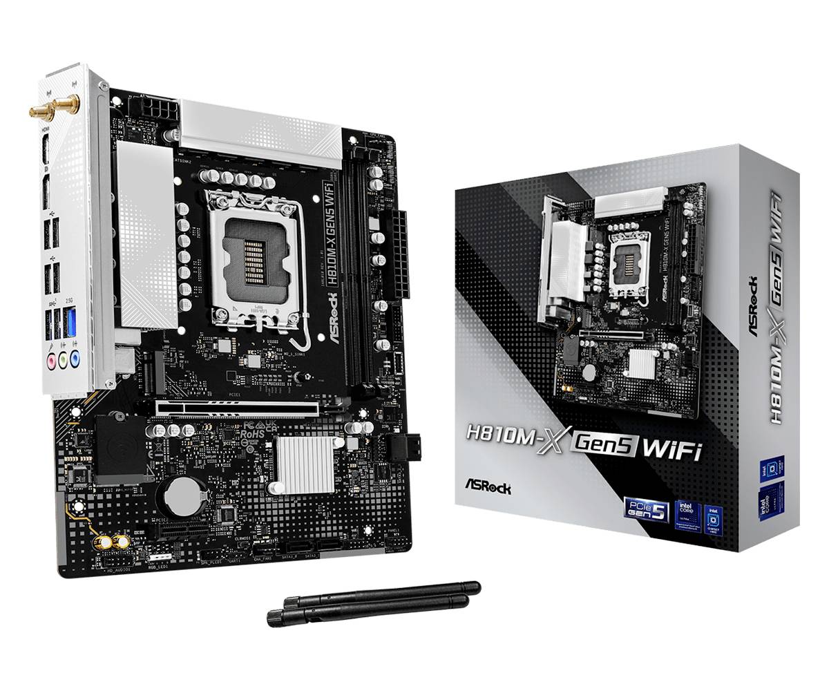 ASRock H810M-X GEN5 WIFI 1851 mATX Carte mère Socket (PC) Intel® LGA 1851 Facteur de forme (détails) ATX-0