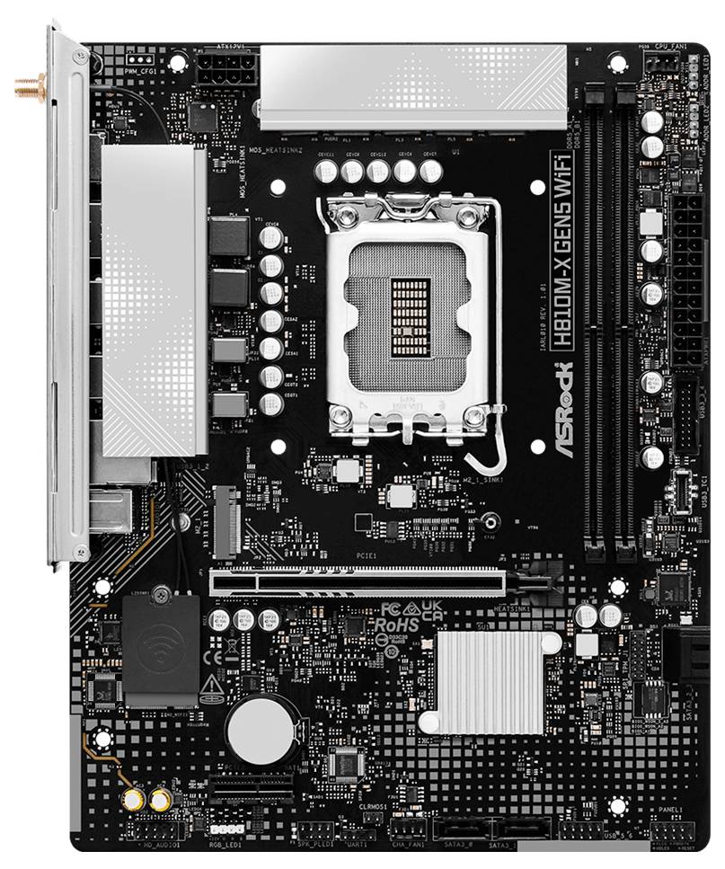 ASRock H810M-X GEN5 WIFI 1851 mATX Carte mère Socket (PC) Intel® LGA 1851 Facteur de forme (détails) ATX-1