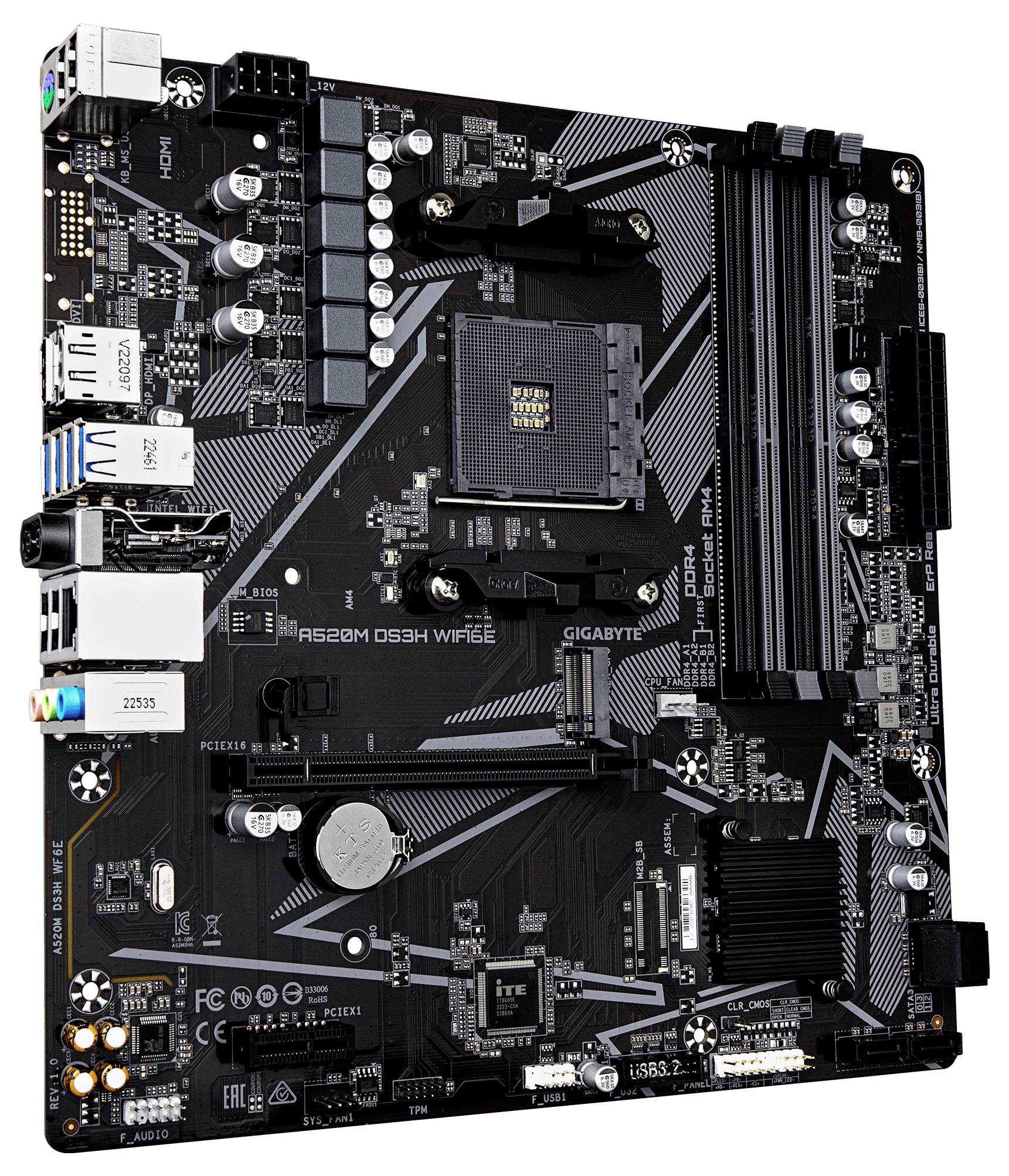 Gigabyte A520M DS3H WiFi6E Carte mère Socket (PC) AMD AM4 Facteur de forme (détails) Micro-ATX Chipset de la carte mère -2