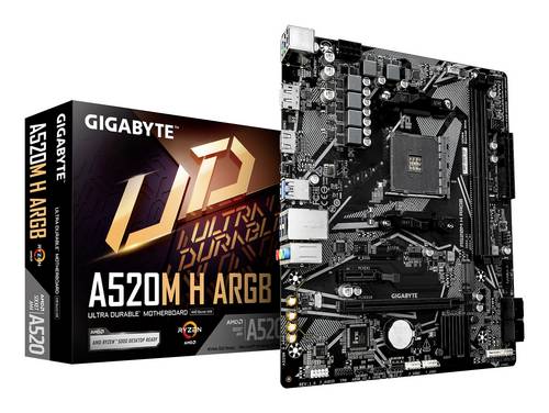 Gigabyte A520M H ARGB Carte mère Socket (PC) AMD AM4 Facteur de forme (détails) Micro-ATX Chipset de la carte mère AMD® A520