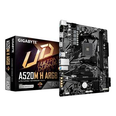 Gigabyte A520M H ARGB Carte mère Socket (PC) AMD AM4 Facteur de forme (détails) Micro-ATX Chipset de la carte mère AMD® -0