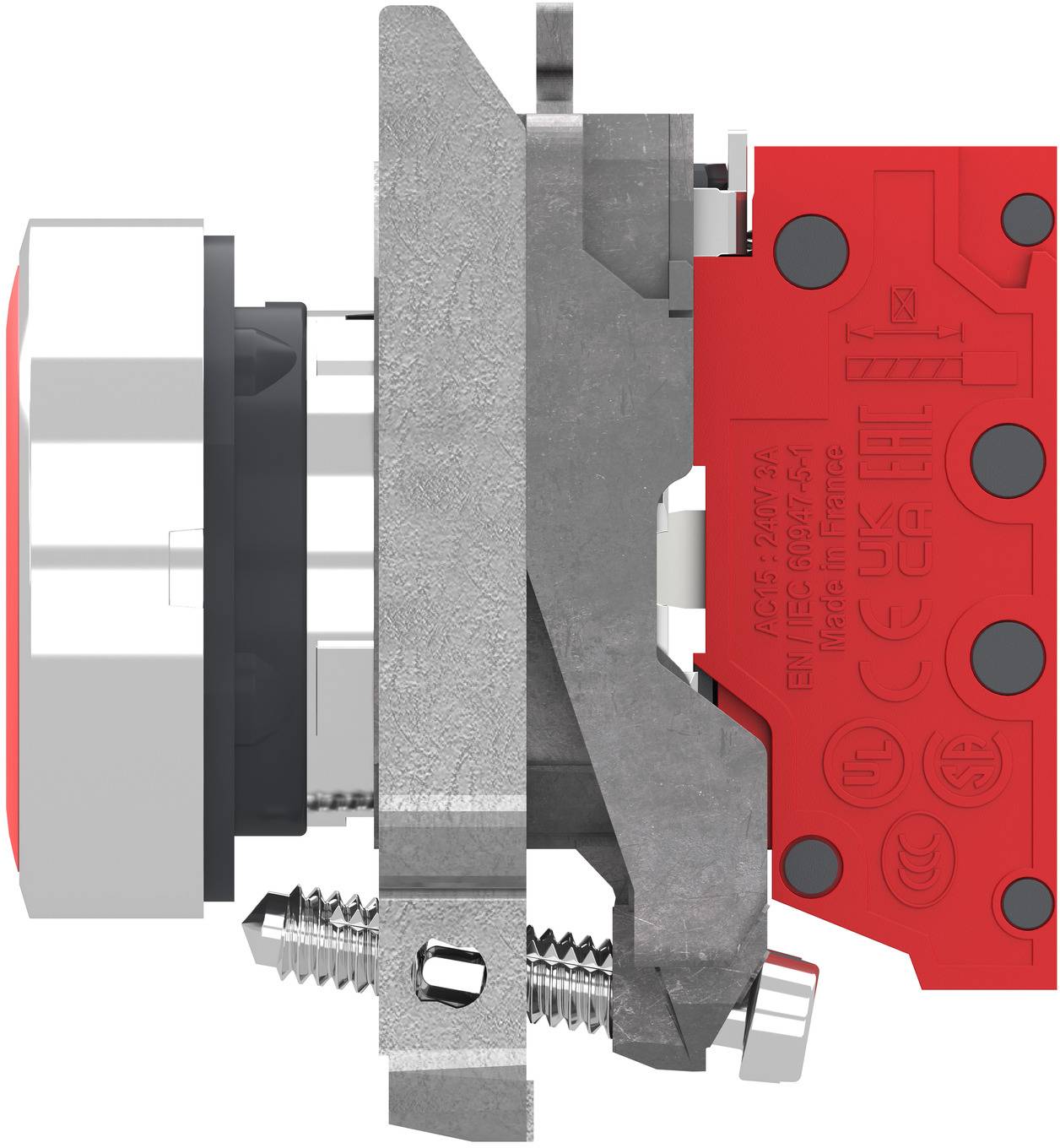 Schneider Electric XB4BA425 Bouton poussoir, Harmony XB4, métal, 22 mm, rouge, Sans inscription, palpage, 1Ö, push-in Bo-6