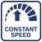 Panneau de vitesse constante avec un indicateur et une flèche vers le haut, étiqueté « VITESSE CONSTANTE ».