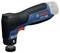 Perceuse-visseuse d'angle sans fil Bosch Professional, bleue et noire, avec un accessoire de ponçage ou de polissage attaché.