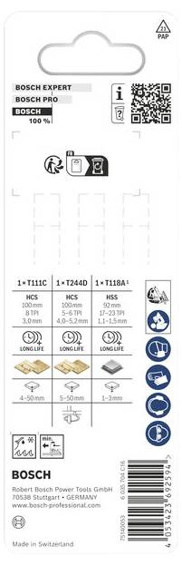 Bosch Accessories 2607012076 Lame de scie sauteuse Set Wood and Metal Basic, 3 pièces 1 pc(s)-1