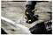 Des mains gantées coupent une feuille de métal avec des cisailles à tôle jaunes et noires sur un établi.