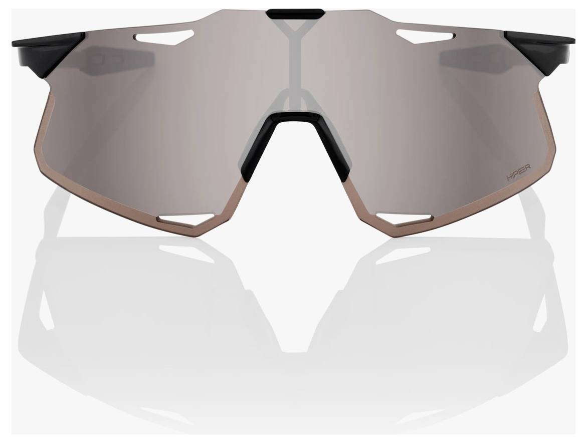 Élégantes lunettes de soleil sport enveloppantes avec verres teintés rose miroir et monture noire, présentées de face sur fond blanc.
